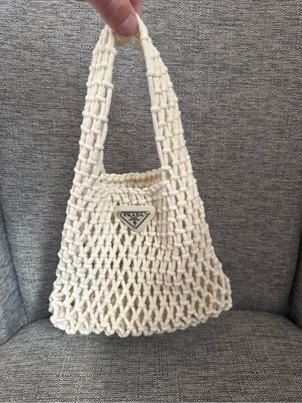 Prada Logo Triangle Logo Mini Crochet Bag